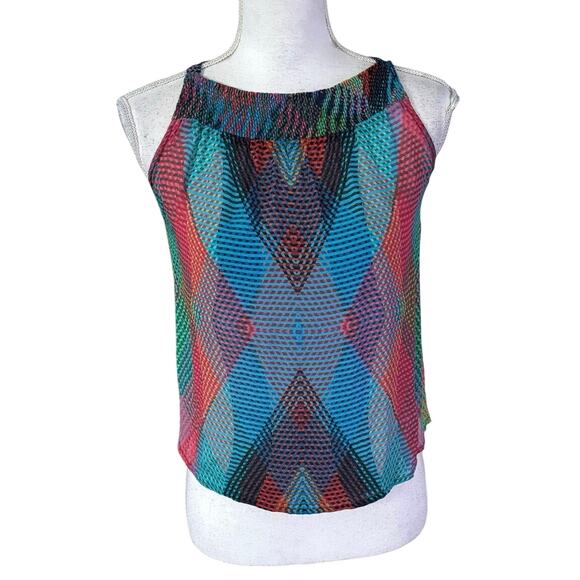 Anthropologie Conditions Apply Size XS Prismatic Geometric Multicolor Blouse - Picture 2 of 7